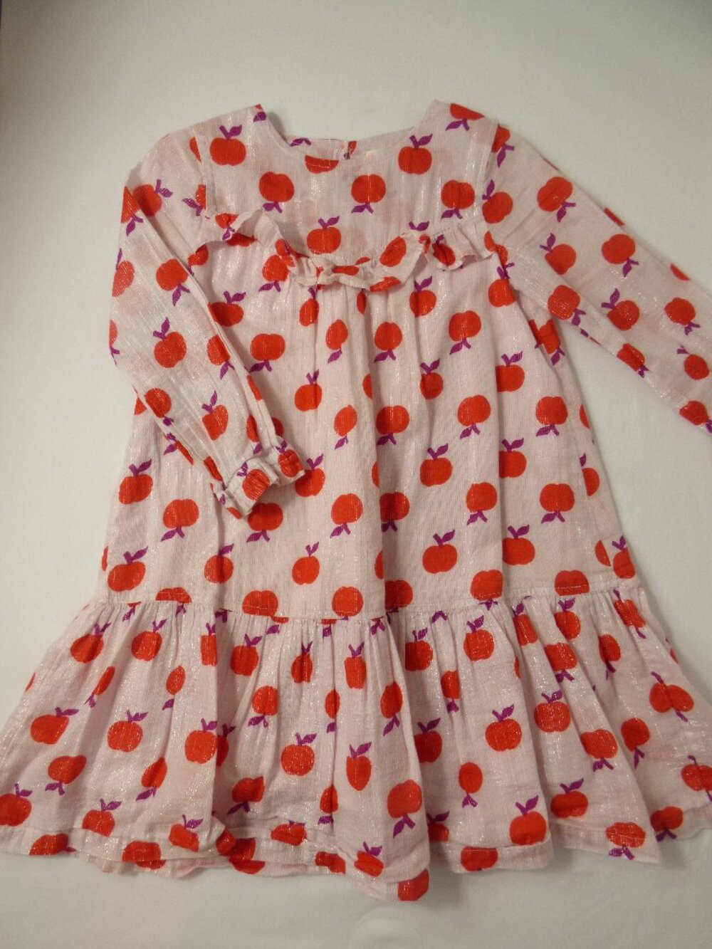 Crewcuts Apple Print Ruffle Dress, Size 5 Years